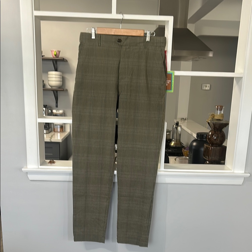 Men's Olive Striped Chinos